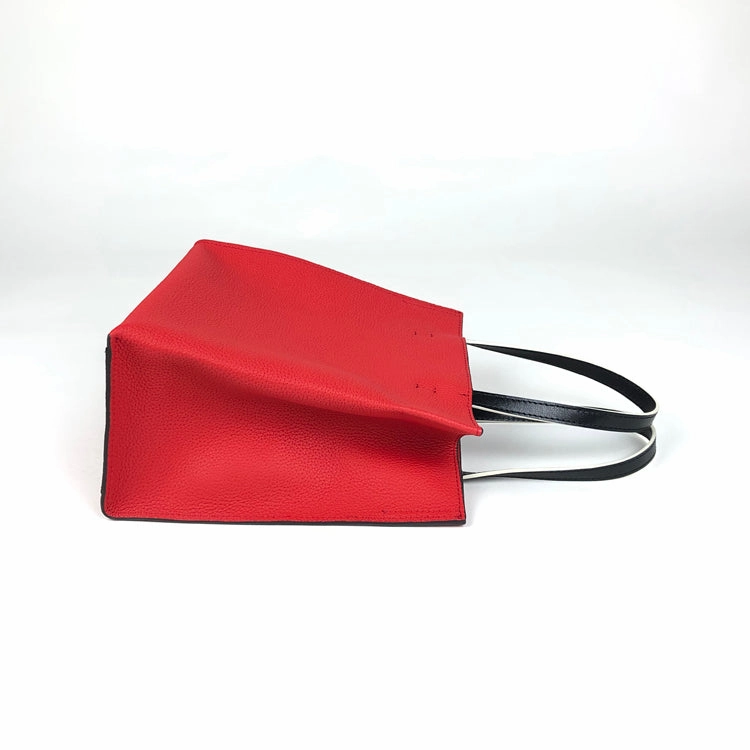 Cute Womens Red Leather Tote Bag Best Tote Handbag Small Shopper Bag Purse for Ladies Elegant Charm