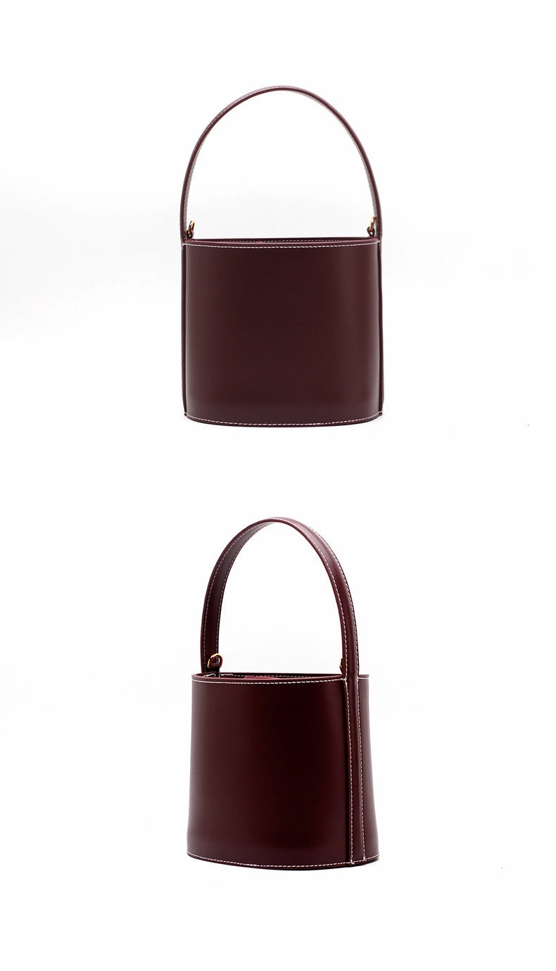 Luxury Modernity Effortless Look Handmade Genuine Leather Handbag Bucket Bag Purse Crossbody Bag Shoulder Bag Purse For Women