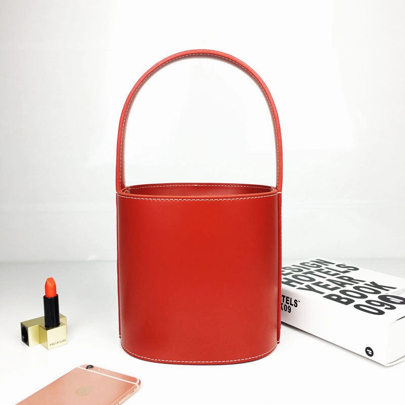 Handmade Genuine Leather Handbag Bucket Bag Purse Crossbody Bag Shoulder Bag Purse For Women Fashion Dailywear City Fashion