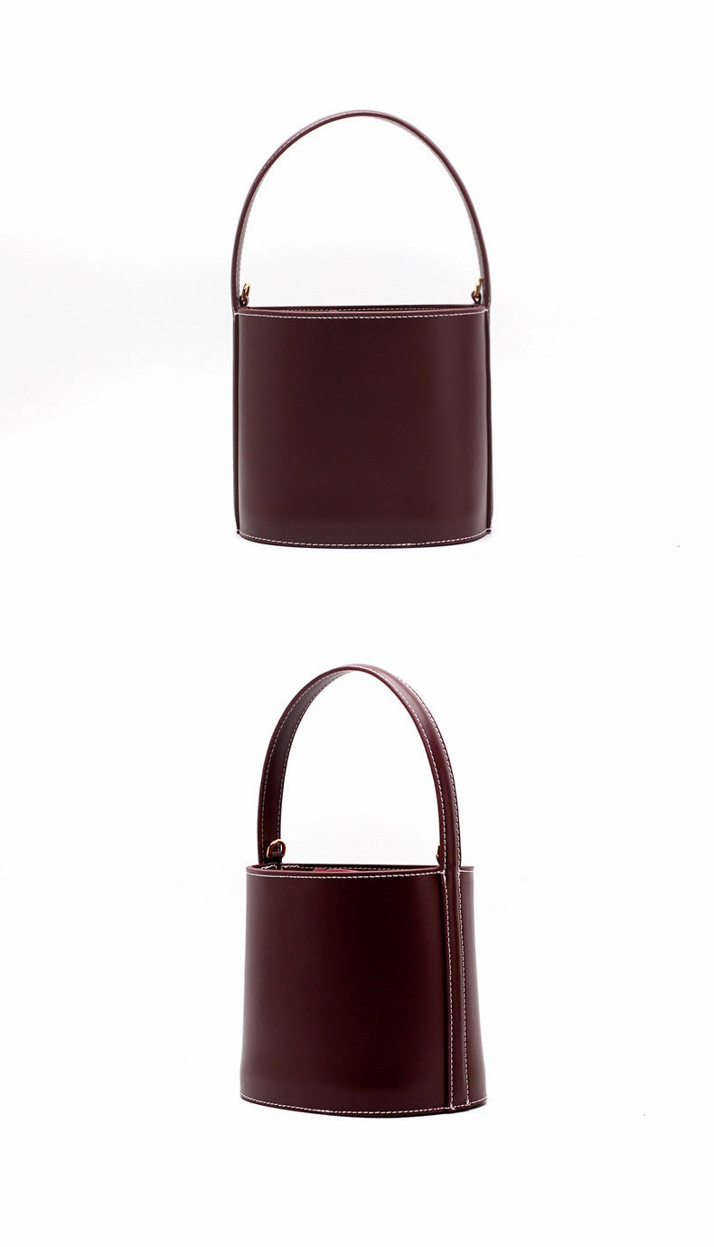 Luxury Utility Handmade Genuine Leather Handbag Bucket Bag Purse Crossbody Bag Shoulder Bag Purse For Women