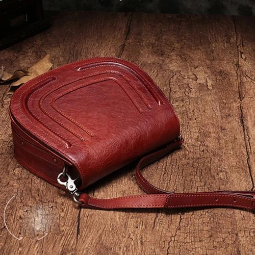 Vintage Womens Green Leather Saddle Handbag Vintage Style Shoulder Purses for Ladies Light Carry