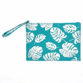 MP0185 Silver Palm Leaves Glitter Pouch/Make-up Bag Functional Organizer
