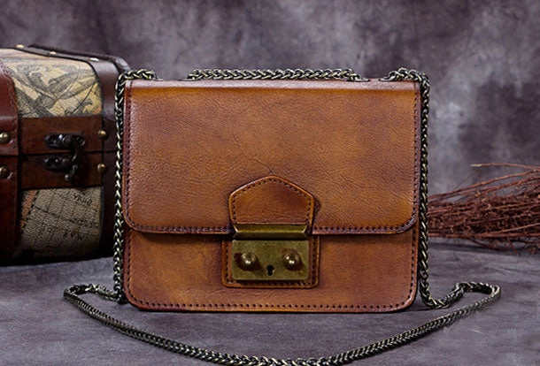 Stylish Office Stylish Comfort Genuine Leather Handbag Vintage Cube Crossbody Bag Shoulder Bag Clutch Purse For Women