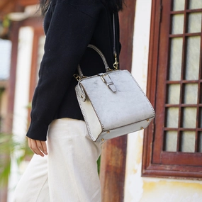 Handmade Womens Green Leather Doctor Handbag Side Purse Doctor Purse for Women Modern Sophistication