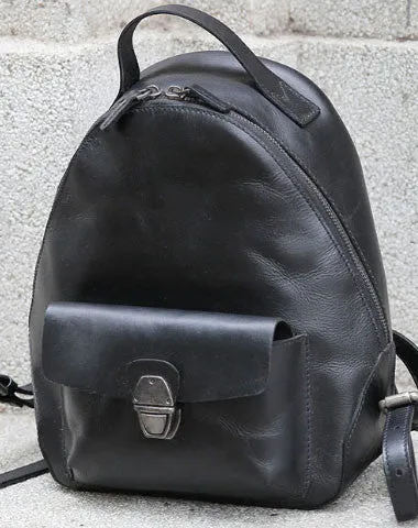 Genuine handmade Leather backpack bag shoulder bag black  women leather purse Classic Comfort Fashion Outfit