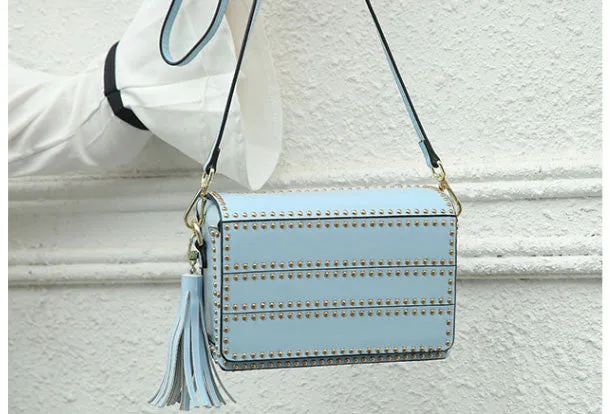 Genuine Leather crossbodybag rivet shoulder bag for women leather bag Urban Aesthetic