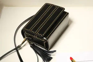 Genuine Leather crossbodybag rivet shoulder bag for women leather bag Modern Trend