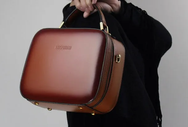 Trendy shoulder accessory Genuine Leather cube handbag shoulder bag for women leather crossbody bag