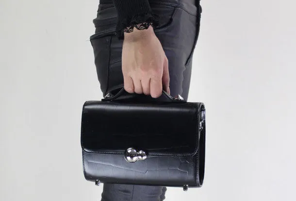 Functional Style Street Look Genuine Leather fashion black shoulder bag for women leather crossbody bag