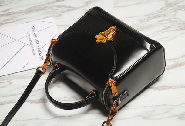 Genuine Leather handbag Womens Fashion shoulder bag for women leather Side bag Silver Detail