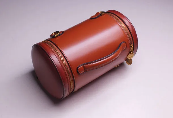 Zip Closure Genuine Leather round bag shoulder bag for women leather crossbody bag