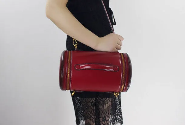 Genuine Leather round bag shoulder bag for women leather crossbody bag Street Outfit