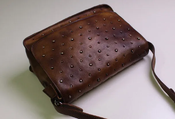 Casual Outfit Smart Organization Genuine Leather shoulder bag messenger bag rivet for women leather crossbody bag