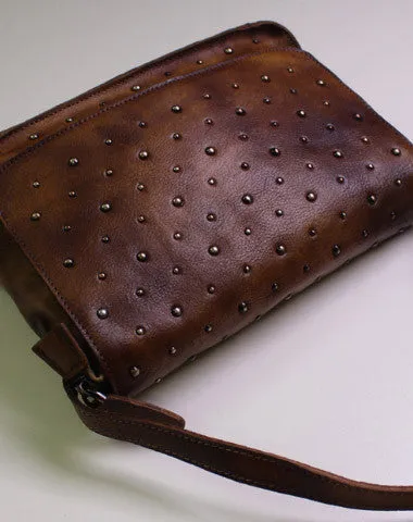 Minimal Everyday Genuine Leather shoulder bag messenger bag rivet for women leather crossbody bag
