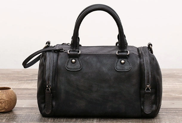 Elegant Form Genuine Handmade Boston Bag Vintage Leather Handbag Shoulder Bag Women Leather Purse