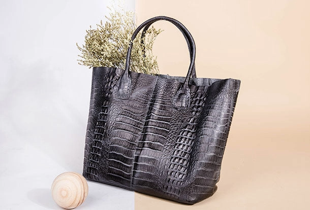 Casual Street Genuine Leather Bag Crocodile Style Tote Bag Handbag Shoulder Bag Purse For Women