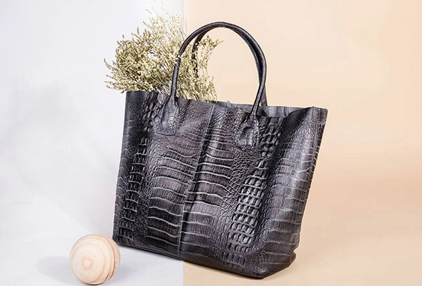 Genuine Leather Bag Crocodile Style Tote Bag Handbag Shoulder Bag Purse For Women Durable Material