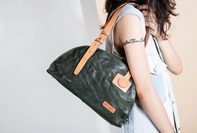Smart Everyday Seasonal accessory Genuine Leather Bag Semicircle Style Handmade Handbag Shoulder Bag Purse For Women