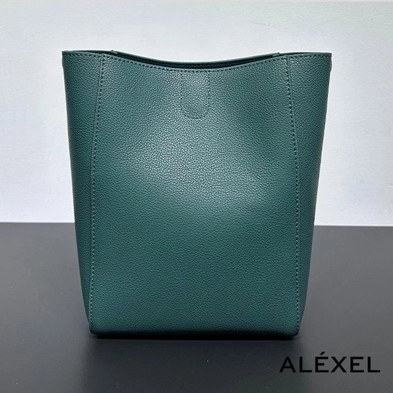 Genuine Leather Bucket Bag, Minimalist Classic Leather Tote Bag, Fashion Designer Shoulder Bag Wide Strap Tan, Green, Blue, Gift For Her Comfortable Chic Bag Practical day bag