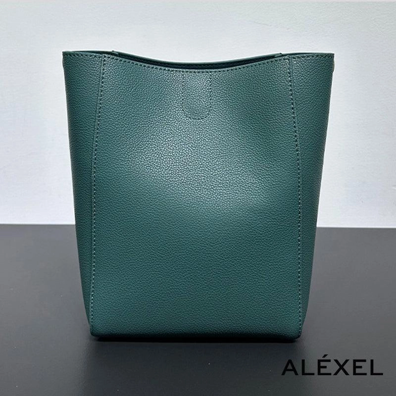 Soft Slouchy Shape Soft Folded Shape Genuine Leather Bucket Bag, Minimalist Classic Leather Tote Bag, Fashion Designer Shoulder Bag Wide Strap Tan, Green, Blue, Gift For Her