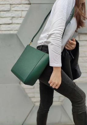 Genuine Leather Bucket Shoulder Bag, Classic Fashion Designer Shoulder Bag Leather Strap, Minimalist Leather Tote Bag, Gift For Her Practical Design