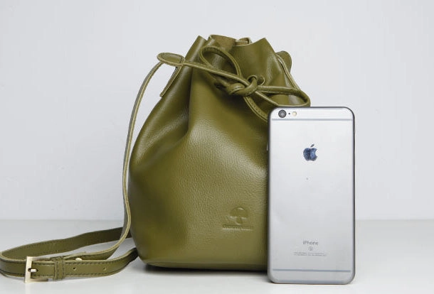 Genuine Leather Cute Bucket Bag Crossbody Bag Shoulder Bag Women Leather Purse Minimal Style Functional Form