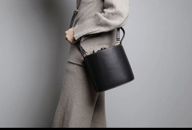Genuine Leather Cute Bucket Bag Handbag Crossbody Bag Shoulder Bag Women Leather Purse Professional Wear Comfortable Use