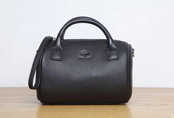 Genuine Leather Cute Small Handbag Boston Bag Crossbody Bag Shoulder Bag Women Leather Purse Functional Trend Practical Look