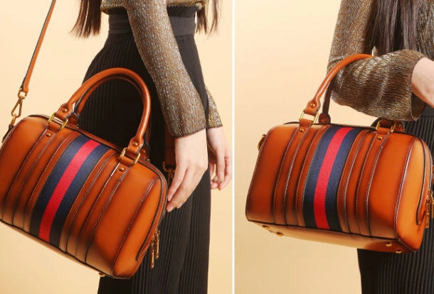 Genuine Leather handbag Boston bag shoulder bag for women leather bag Trendy Outfit Durable fabric pouch