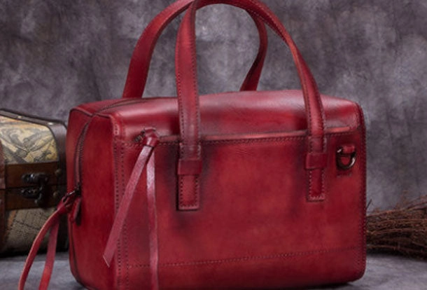 Refined Touch Durable everyday bag Genuine Leather Handbag Boston Bag Vintage Crossbody Bag Shoulder Bag Purse For Women
