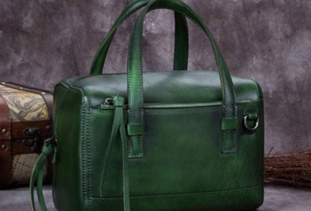 Genuine Leather Handbag Boston Bag Vintage Crossbody Bag Shoulder Bag Purse For Women Functional Appeal Luxury Identity