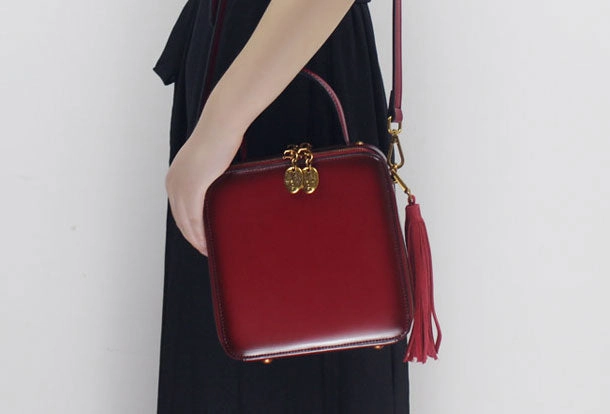 Minimal Design Genuine Leather handbag Cube bag shoulder bag for women leather crossbody bag