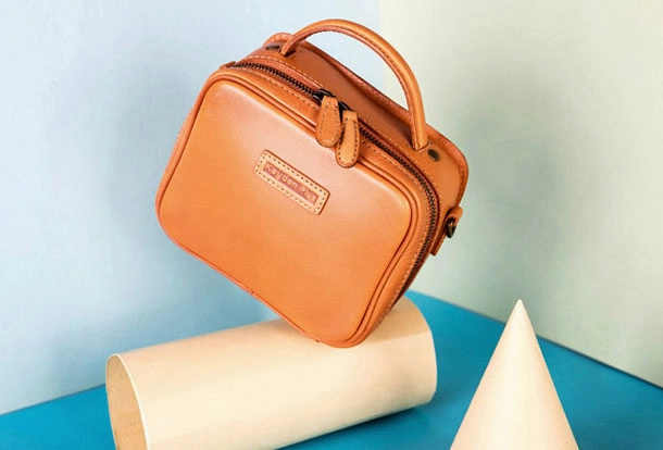 Balanced Vision Handcrafted leather pouch Genuine Leather Handbag Cube Box Crossbody Bag Shoulder Bag Purse For Women