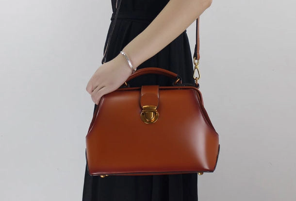 Artisan Vision Minimal Accent Genuine Leather handbag purse shoulder bag black for women leather crossbody bag