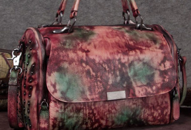 Bold-patterned handbag Genuine Leather Handbag Rivet Crossbody Bag Shoulder Bag Purse For Women