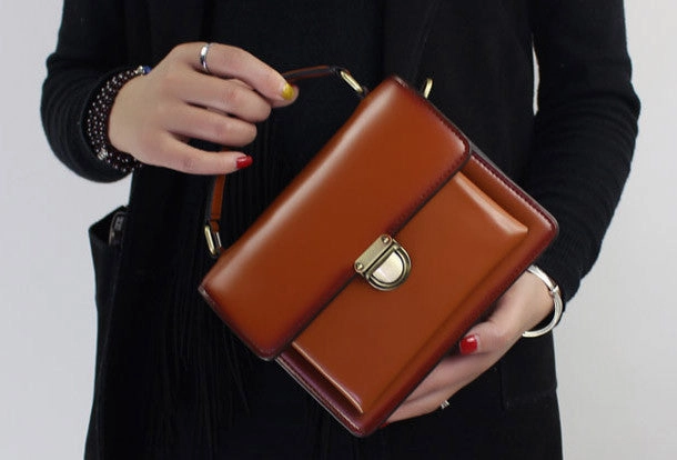 Street Ready Office Essential Genuine Leather handbag shoulder bag black red for women leather crossbody bag