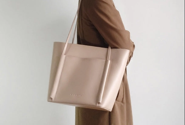 Fresh Spirit Elegant Engineering Genuine Leather Handbag Shoulder Bag Purse Large Tote for Women Leather Shopper Bag