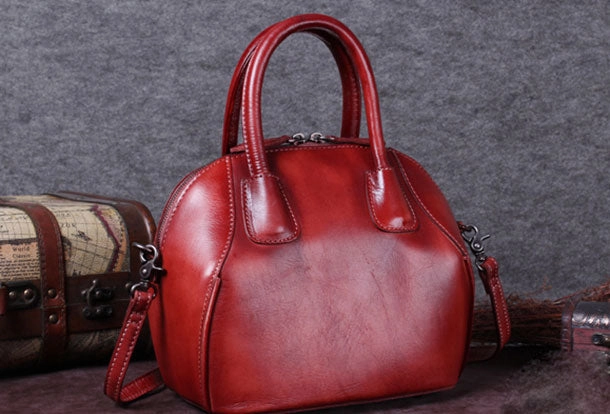 Smooth Design Genuine Leather Handbag Vintage Crossbody Bag Shoulder Bag Purse For Women