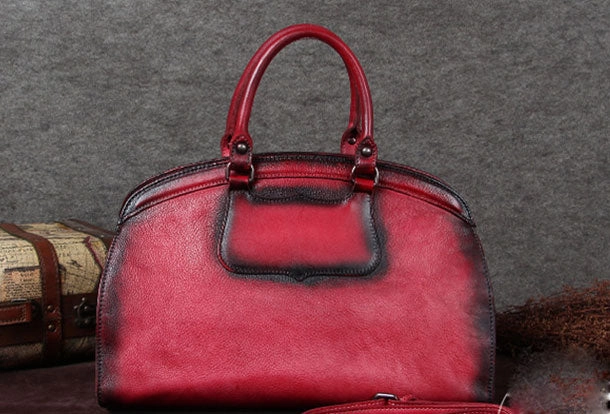 Functional Carry Genuine Leather Handbag Vintage Crossbody Bag Shoulder Bag Purse For Women