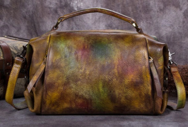 Genuine Leather Handbag Vintage Crossbody Bag Shoulder Bag Purse For Women Casual Trend Curved Silhouette