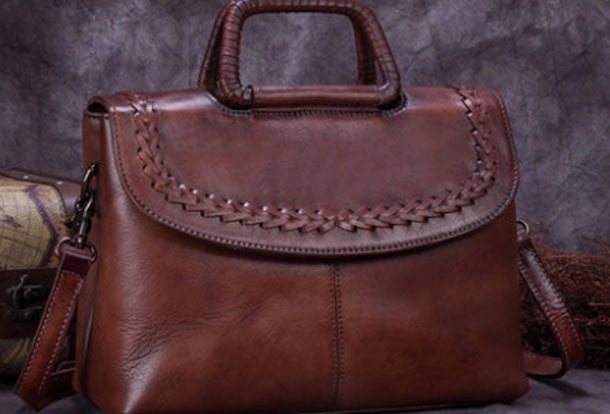 Genuine Leather Handbag Vintage Crossbody Bag Shoulder Bag Purse For Women Professional Tote Modern Function