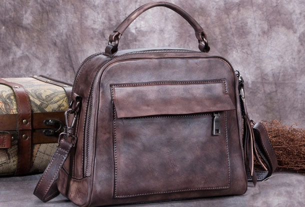 Refined Engineering Road Trip Genuine Leather Handbag Vintage Crossbody Bag Shoulder Bag Purse For Women