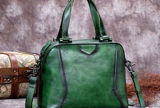 Compact Design Genuine Leather Handbag Vintage Crossbody Bag Shoulder Bag Purse For Women