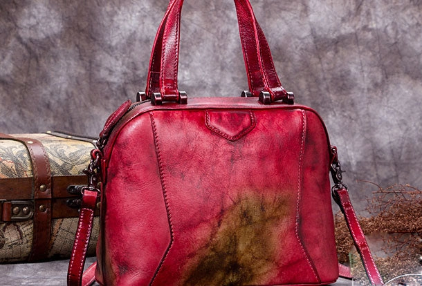 Commuter Friendly Genuine Leather Handbag Vintage Crossbody Bag Shoulder Bag Purse For Women