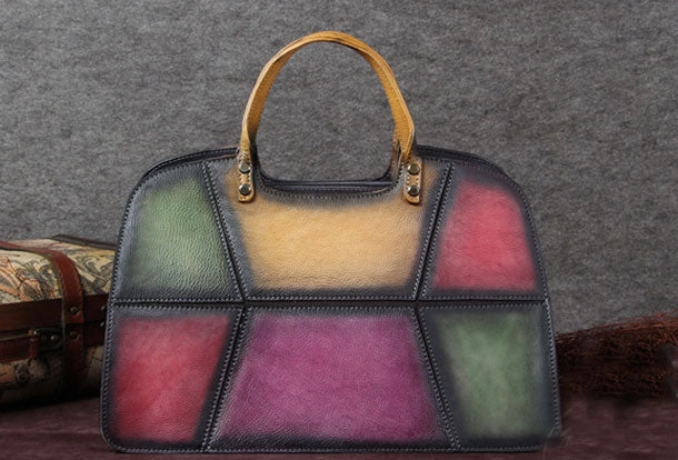 Genuine Leather Handbag Vintage Geometric Bag Shoulder Bag Crossbody Bag Purse Clutch For Women Compact Organizer Work Travel