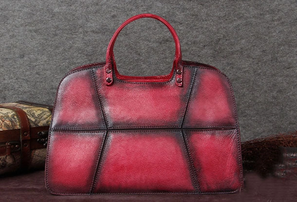 Genuine Leather Handbag Vintage Geometric Bag Shoulder Bag Crossbody Bag Purse Clutch For Women Sleek Finish Casual style tote