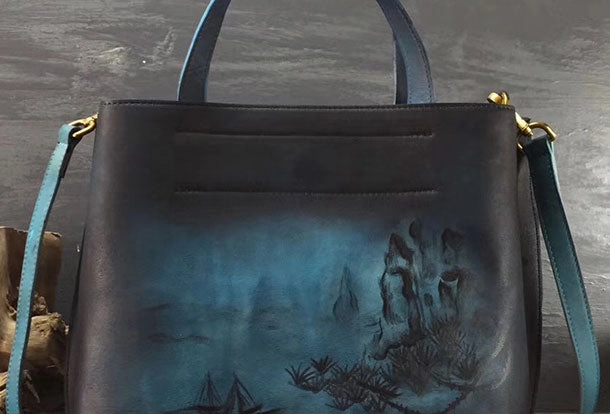 Genuine Leather Handbag Vintage Painted Bag Crossbody Bag Shoulder Bag Purse For Women Elegant Texture Elegant Handbag
