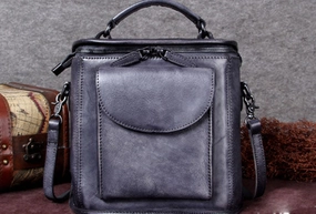 Genuine Leather Handbag Vintage Satchel Bag Shoulder Bag Crossbody Bag Purse For Women Soft Structure Smart Everyday