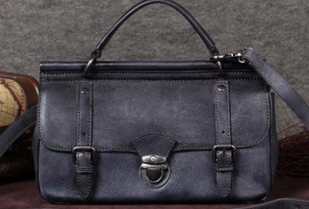 Contemporary Structure Handcrafted leather pouch Genuine Leather Handbag Vintage Satchel Crossbody Bag Cube Shoulder Bag Purse For Women