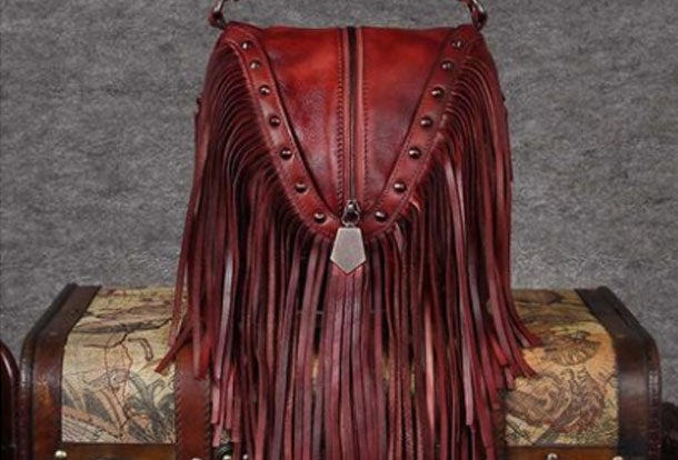 Day Essential Chic Appeal Genuine Leather Handbag Vintage Tassel Bamboo Crossbody Bag Shoulder Bag Purse For Women